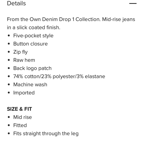 OWN. 
Mid-Rise Straight Silver Metallic-Coated Jeans 36”W 30”L (size 14) - Picture 8 of 12